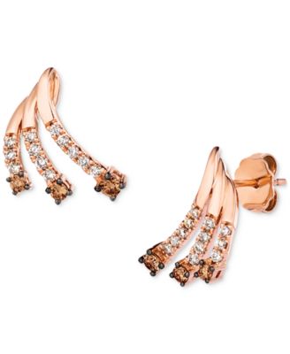 Le Vian - Nude Diamond (1/5 ct. t.w.) & Chocolate Diamond (1/4 ct. t.w.) Fan Stud Earrings in 14k Rose Gold
