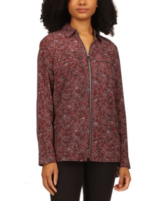 Michael Kors - Women's Pop Paisley Zip-Front Top