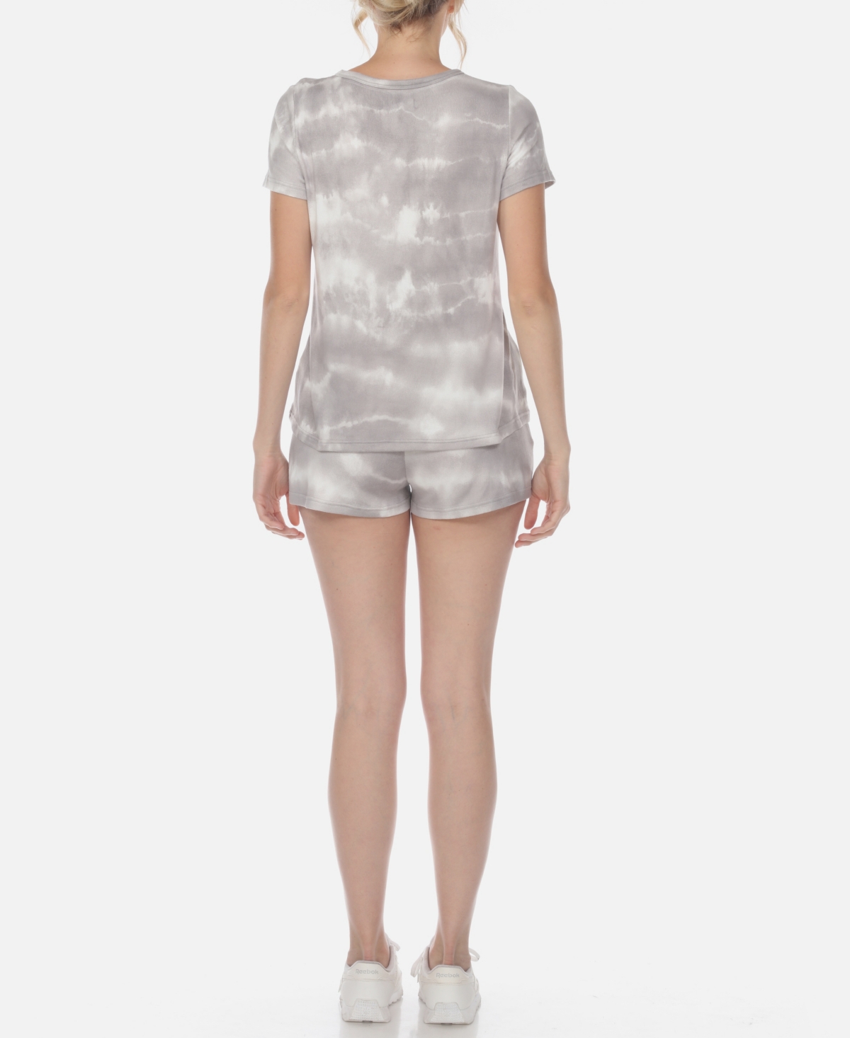 White Mark Women's 2 Piece Top Shorts Lounge Set In Gray,yellow
