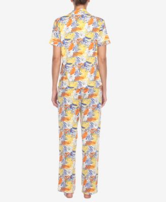 Women's 2 Piece Tropical Print Pajama Set