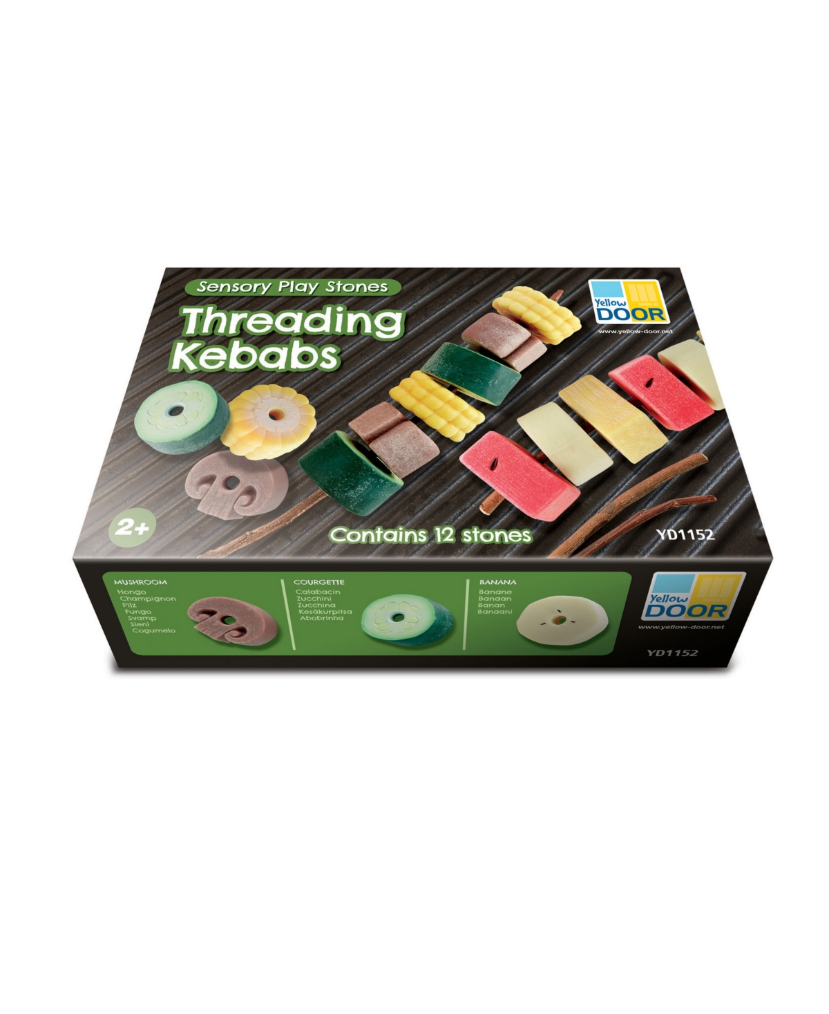 Shop Yellow Door Sensory Play Stones Threading Kebabs, Set Of 12 In Multicolor