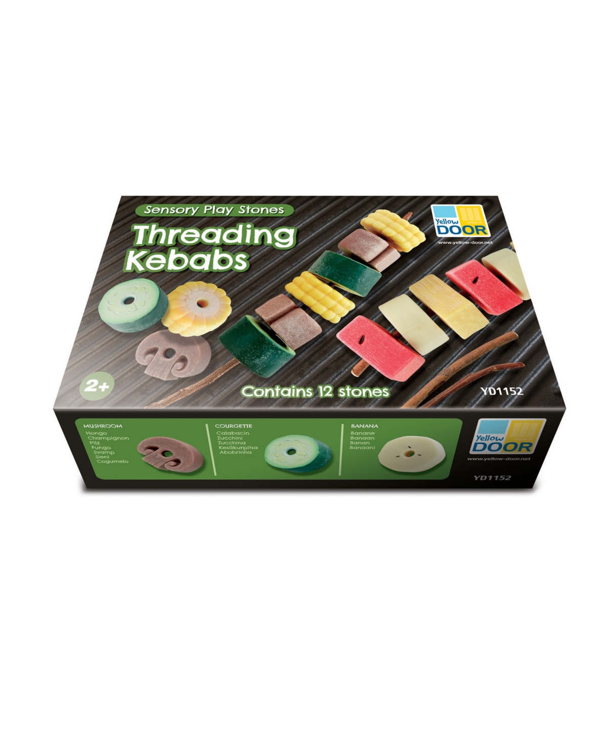 Yellow Door Sensory Play Stones Threading Kebabs, Set Of 12 In Multicolor