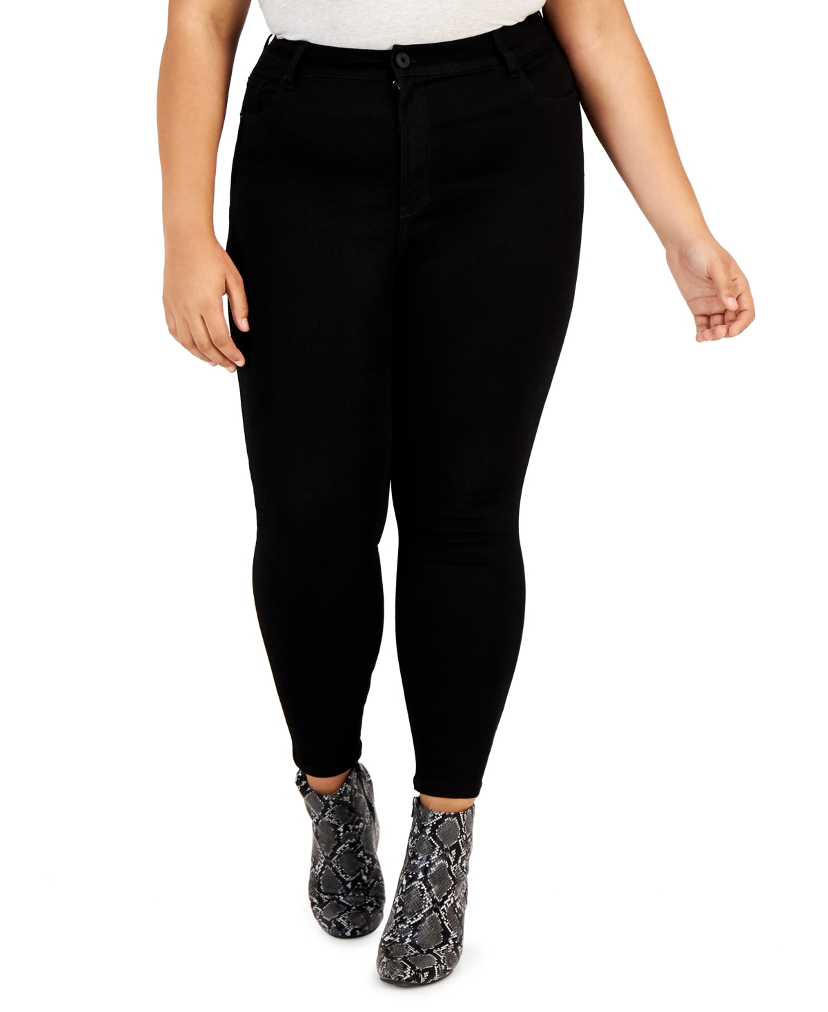 Celebrity Pink Trendy Plus Size High Rise Skinny Ankle Jeans In Black