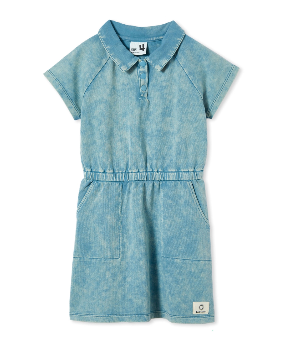 Cotton On Toddler Girls Rachel Short Sleeve Dress In Teal Storm Wash