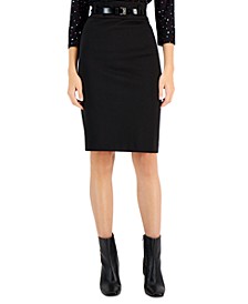 Petite Belted Pencil Skirt