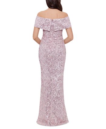 Xscape off the shoulder lace cheap gown