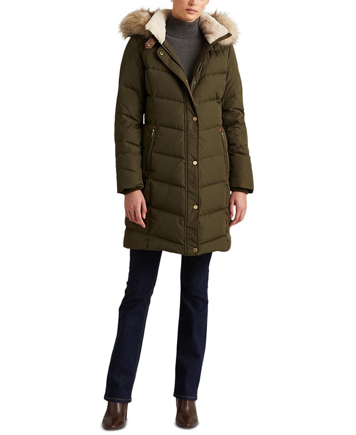 Top 78+ imagen lauren ralph lauren women’s faux-fur-trim hooded down puffer coat