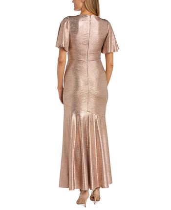Metallic Faux-Wrap Dress