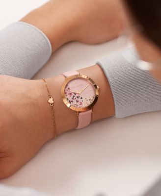 Ted Baker Ammy Gold & Pink Leather Strap Watch – NIB TED BAKER Pink & Rose Gold Embellished Leather Strap Watch  main image 2
