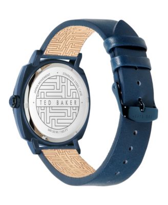 Men's Caine Blue Leather Strap Watch 42mm