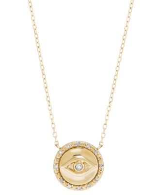 Macy's - Diamond Accent Evil Eye 17-1/4" Pendant Necklace in 14k Gold