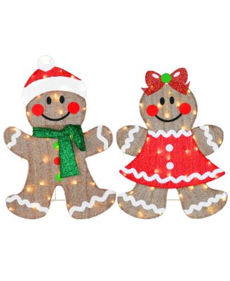 National Tree Company Pre-Lit Gingerbread Cookie Couple, 35"