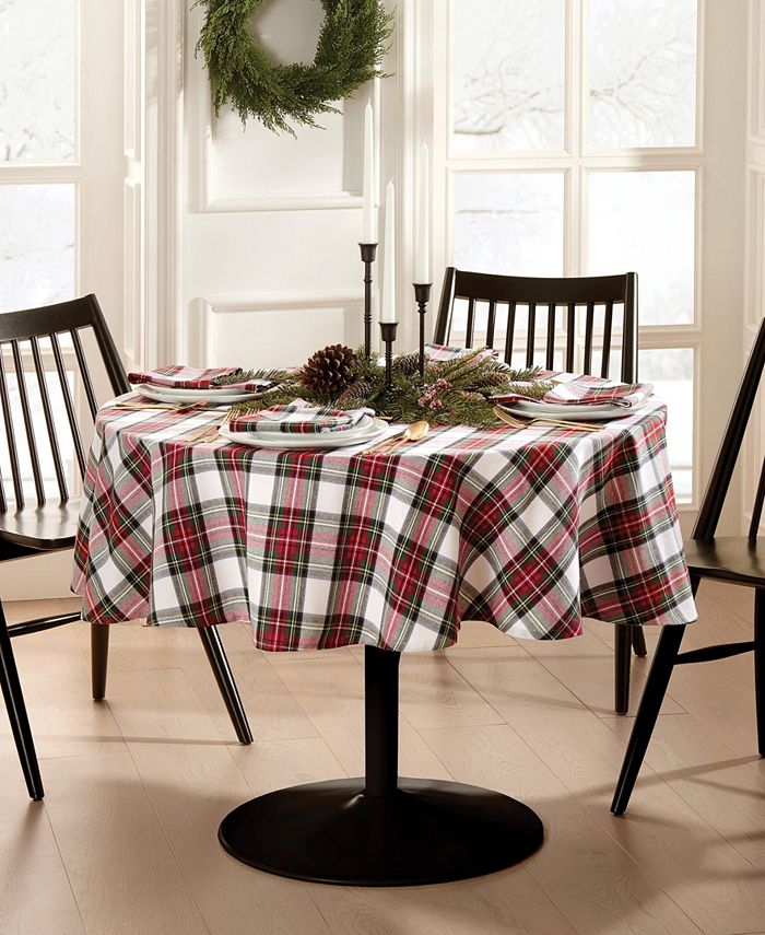 Elrene Christmas Classic Holiday Plaid Tablecloth, 70" x 70" Macy's