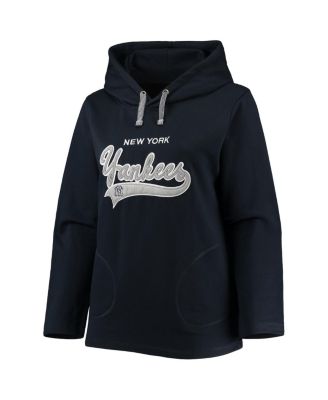 Women's Navy New York Yankees Plus Size Side Split Pullover Hoodie
