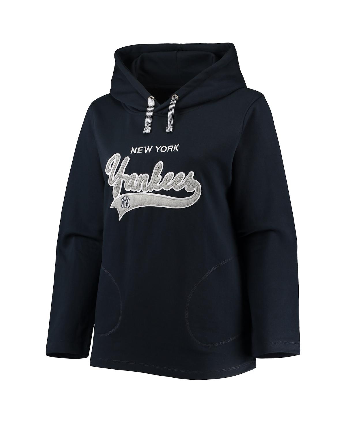 Shop Soft As A Grape Women's  Navy New York Yankees Plus Size Side Split Pullover Hoodie