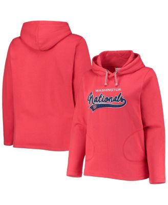 Women's Red Washington Nationals Plus Size Side Split Pullover Hoodie