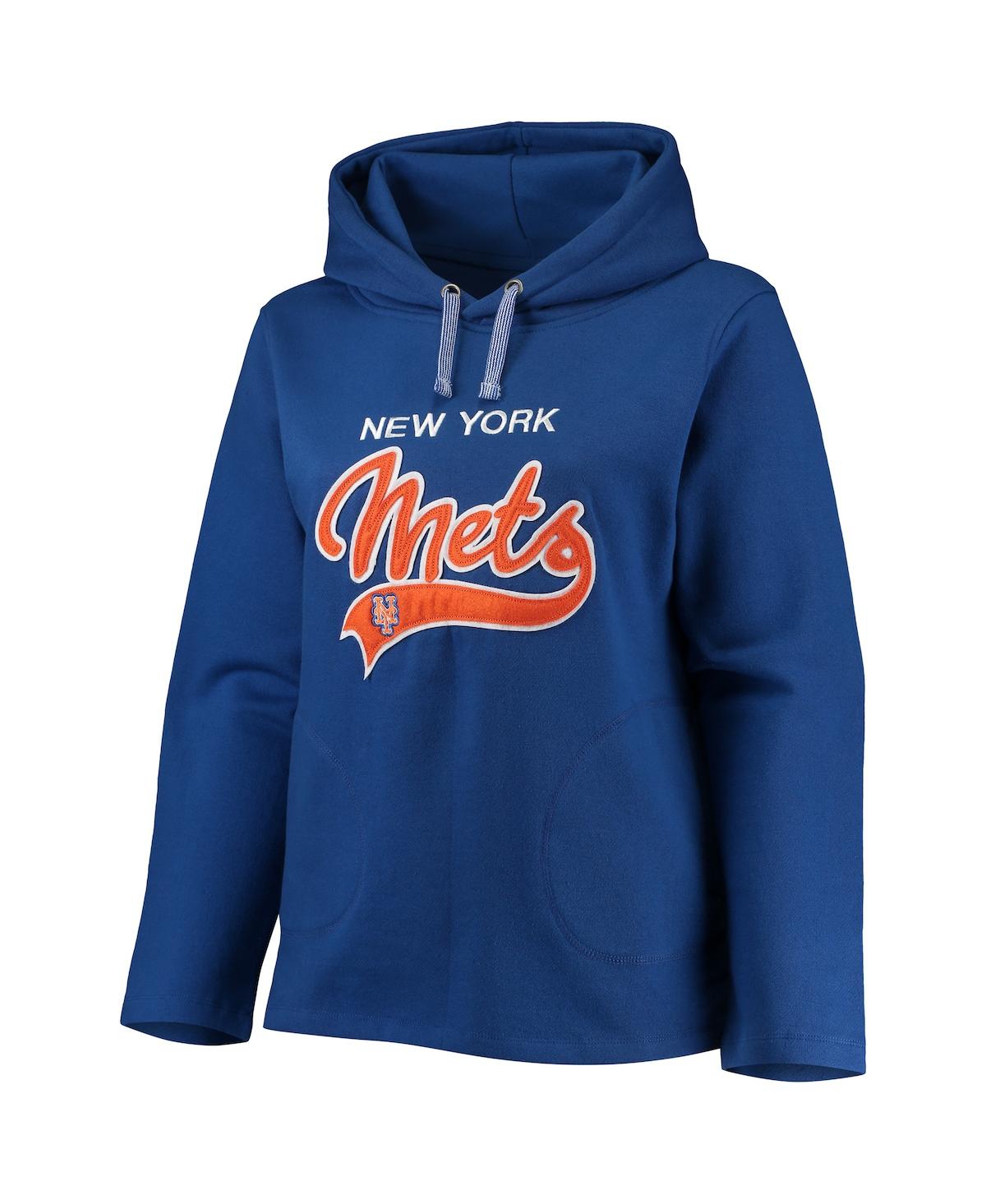 Shop Soft As A Grape Women's  Royal New York Mets Plus Size Side Split Pullover Hoodie