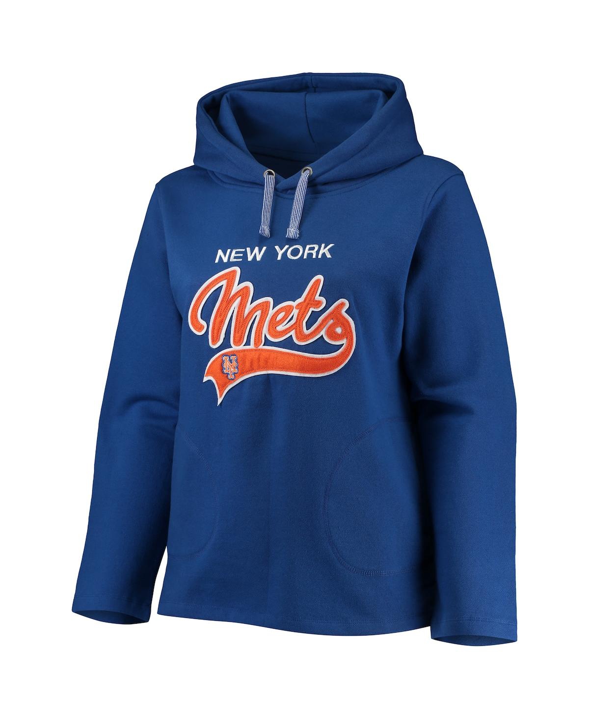Soft As A Grape Royal New York Mets Plus Size Side Split Pullover Hoodie In Royal