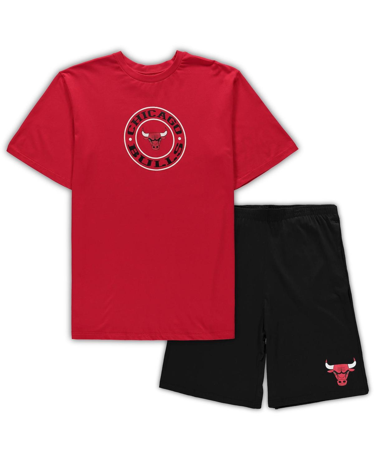Shop Concepts Sport Men's  Red, Black Chicago Bulls Big And Tall T-shirt And Shorts Sleep Set In Red,black