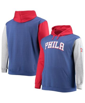 Men's Royal, Red Philadelphia 76ers Big and Tall Double Contrast Pullover Hoodie