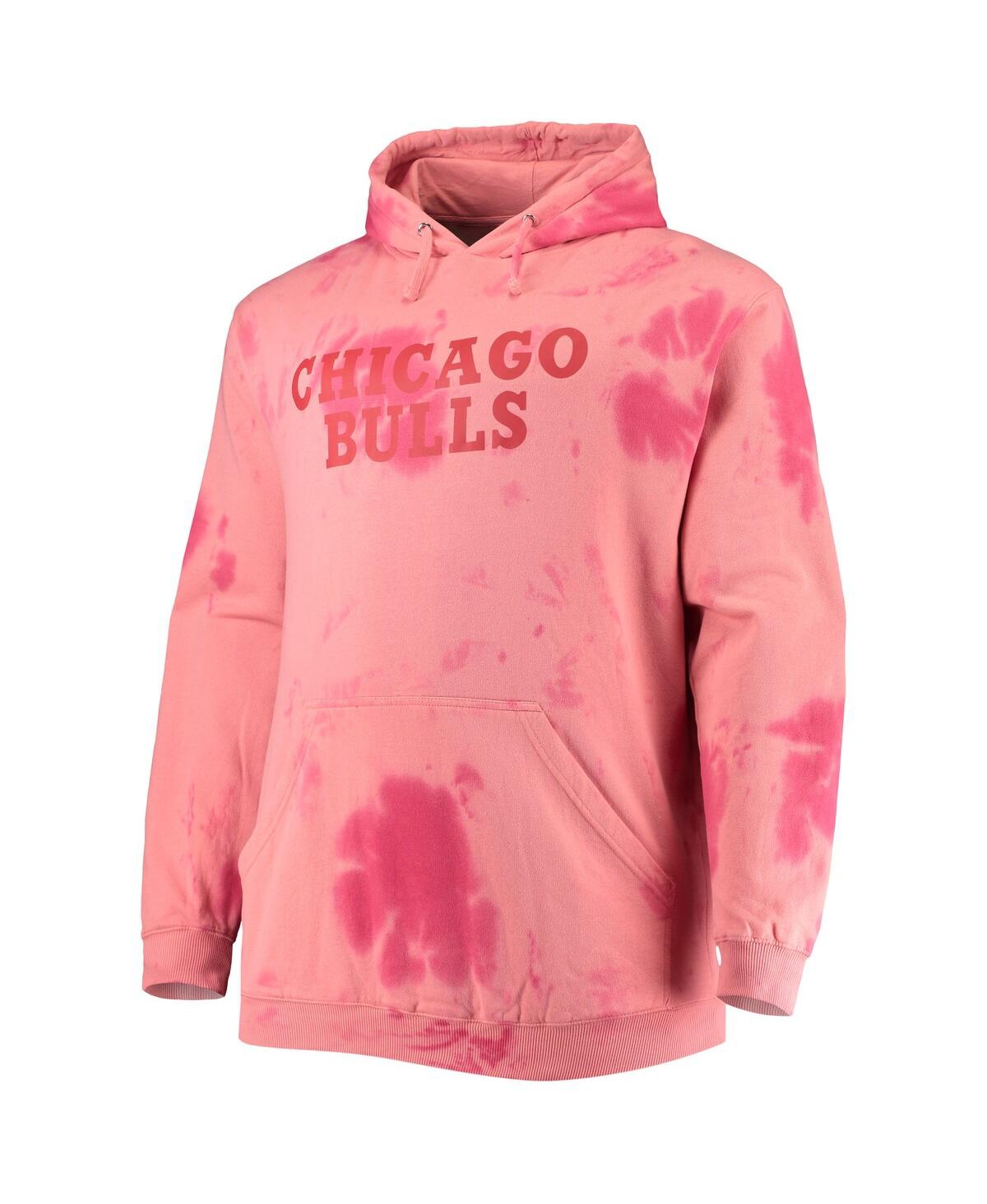 Shop Fanatics Men's  Red Chicago Bulls Big And Tall Wordmark Cloud Dye Pullover Hoodie