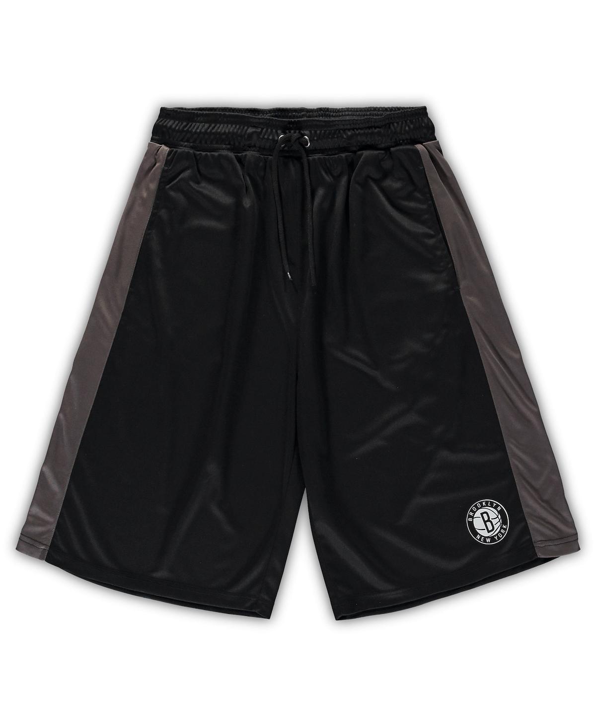 Shop Fanatics Men's  Black, Charcoal Brooklyn Nets Big And Tall Performance Shorts In Black,charcoal