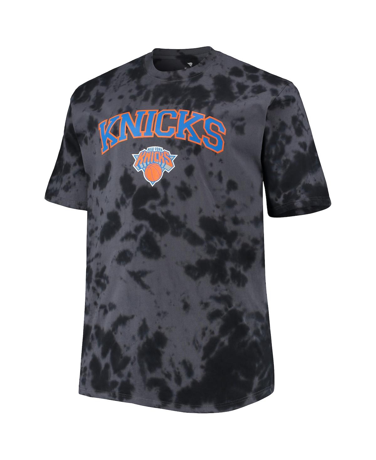 Shop Profile Men's Black New York Knicks Big And Tall Marble Dye Tonal Performance T-shirt