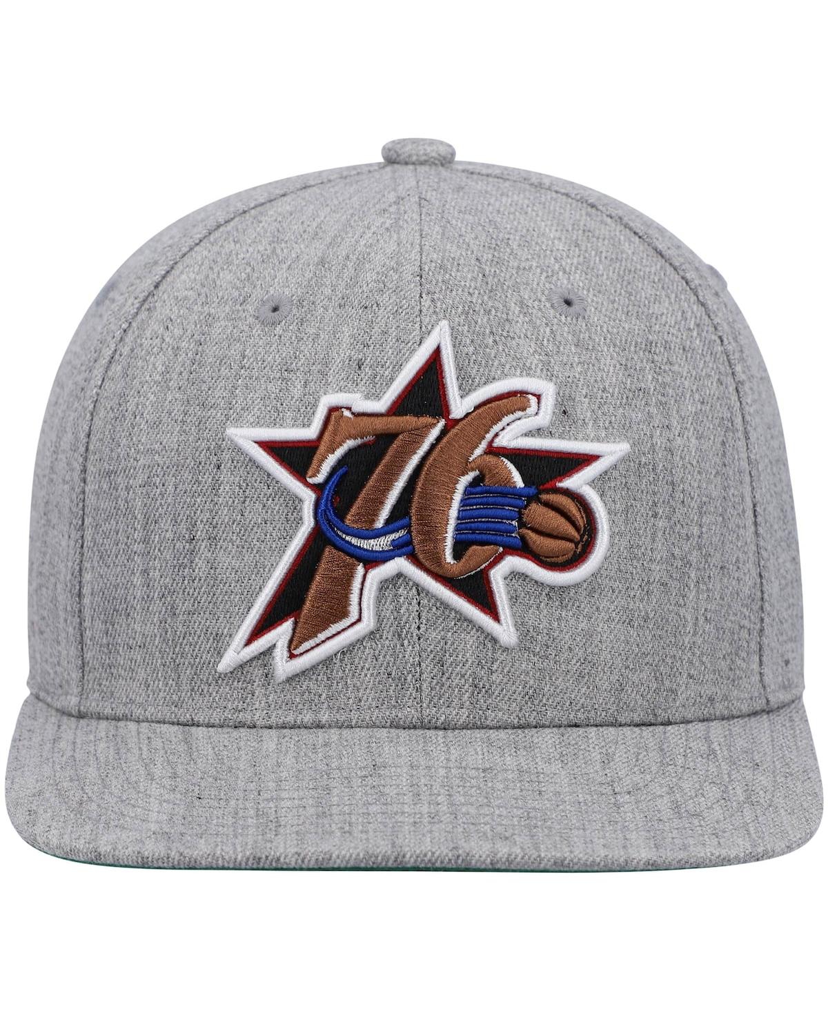 Mitchell & Ness Men's  Heathered Gray Philadelphia 76ers Hardwood Classics Team 2.0 Snapback Hat In Heathered Gray