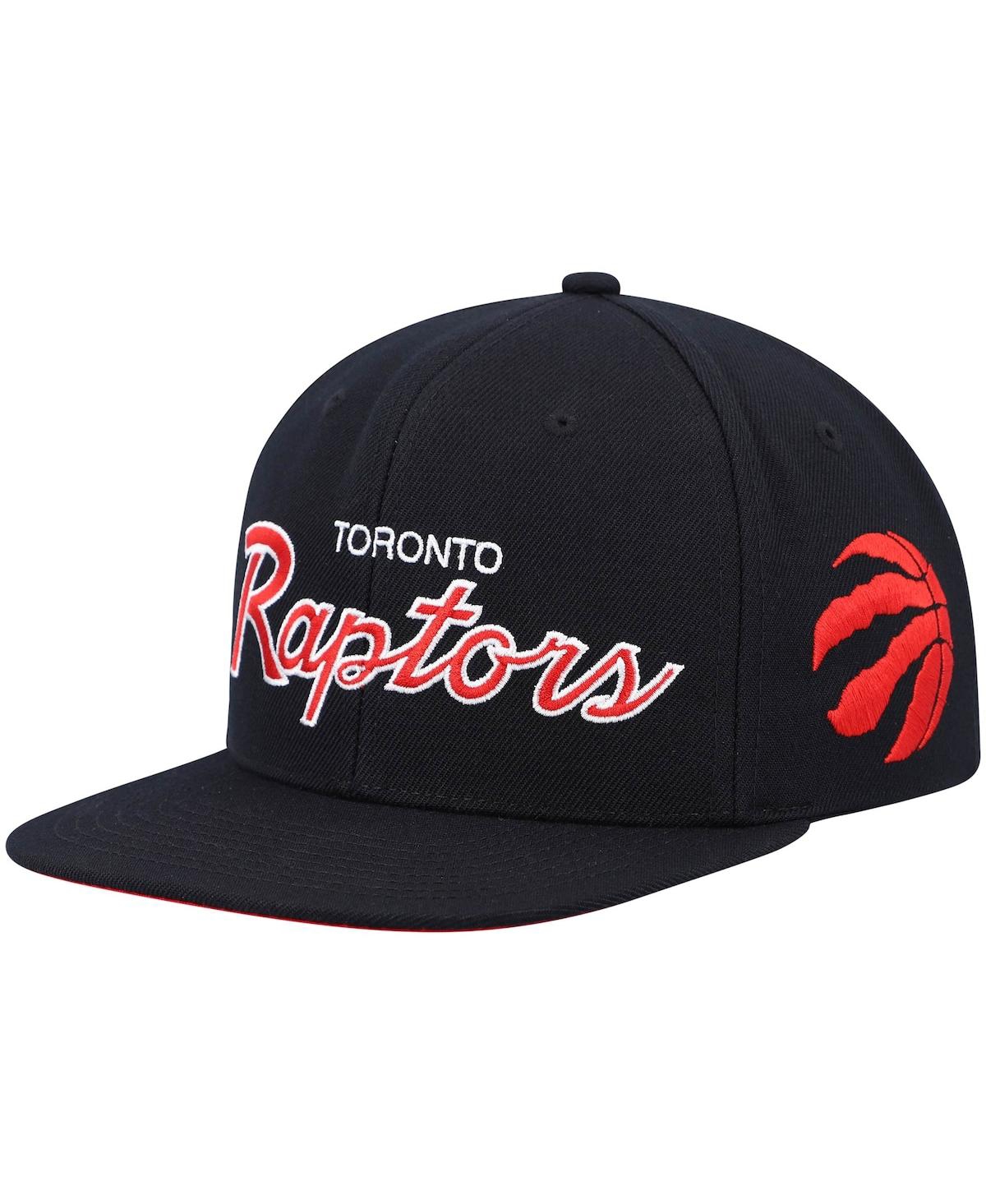 Mitchell & Ness Men's  Black Toronto Raptors Hardwood Classics Script 2.0 Snapback Hat In Black