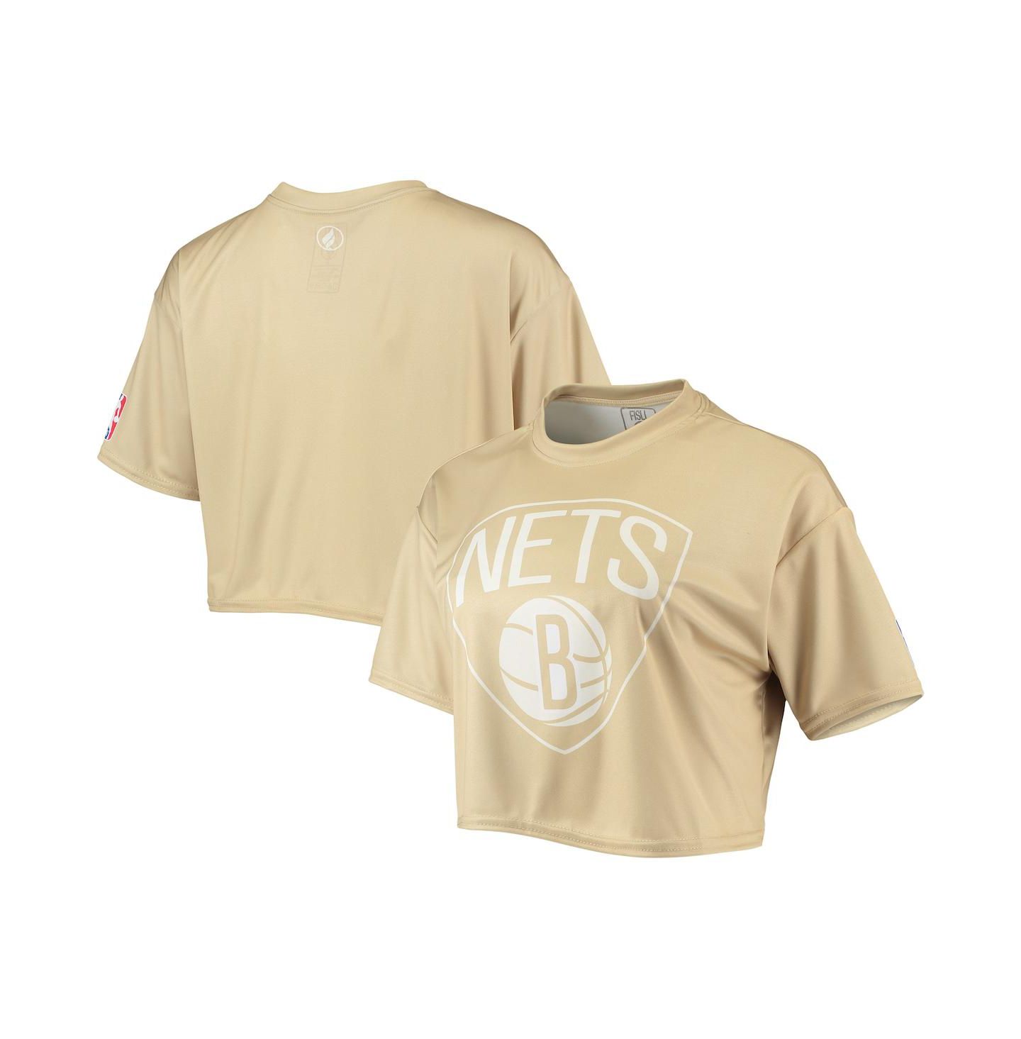 Женский топ NBA Exclusive Collection Tan Brooklyn Nets Sand Crop — фото 1