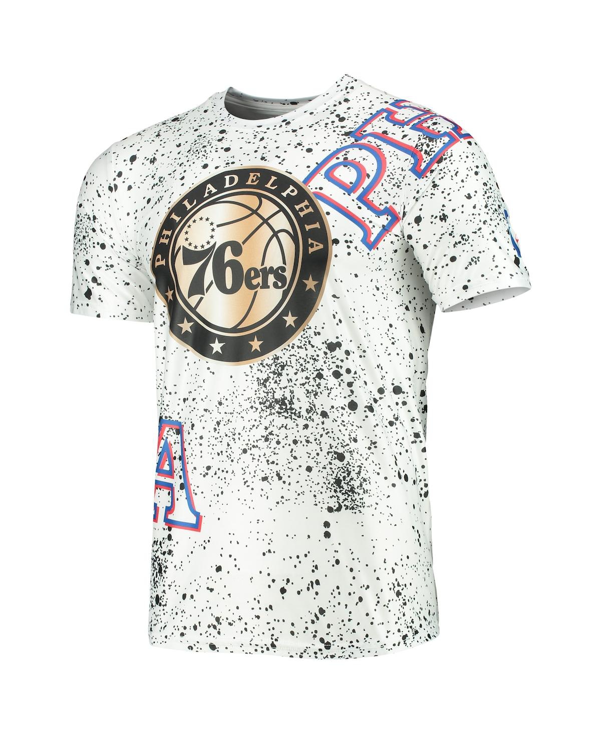 Shop Fisll Men's White Philadelphia 76ers Gold Foil Splatter Print T-shirt