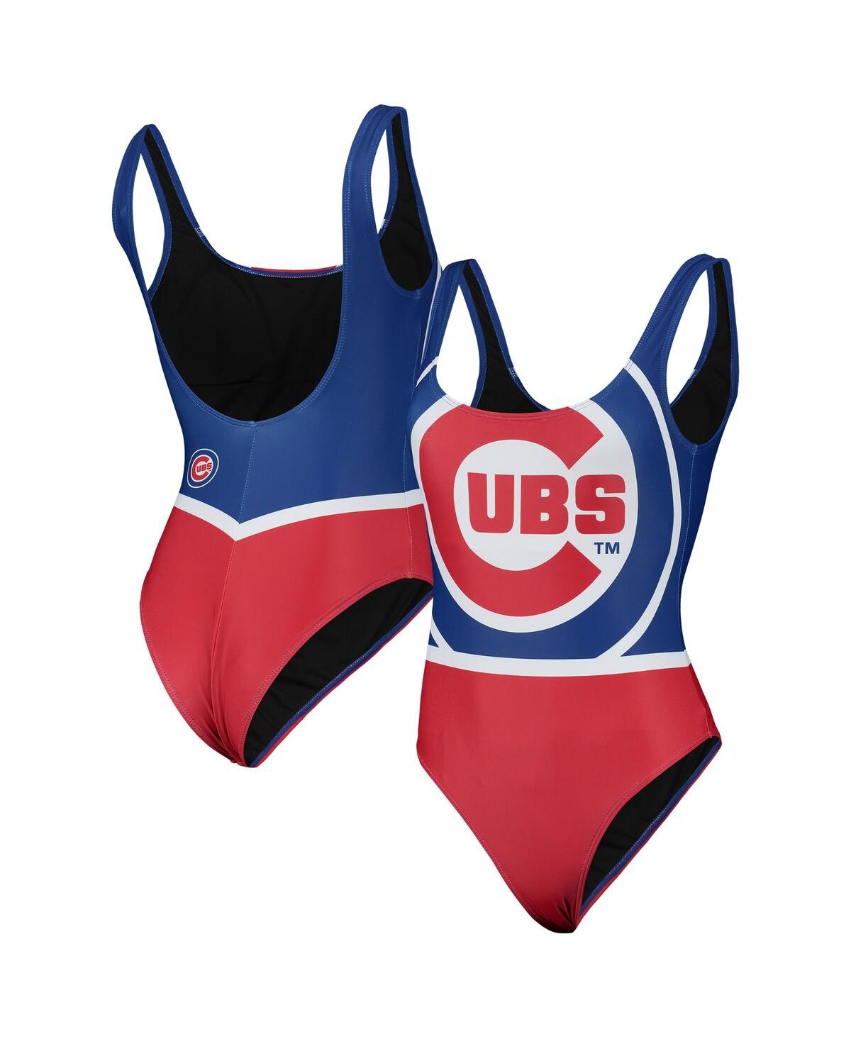 Women's Foco Royal Chicago Cubs Team One-Piece Bathing Suit - Royal