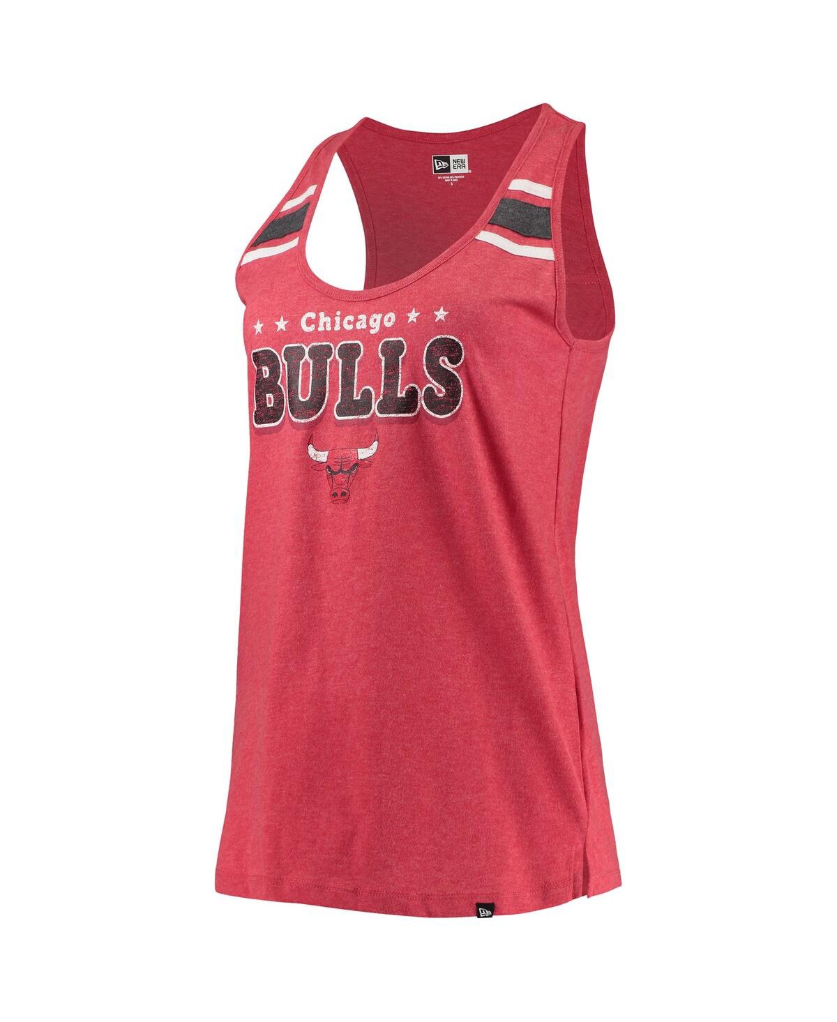 NEW ERA WOMEN'S NEW ERA HEATHER RED CHICAGO BULLS SCOOP-NECK RACERBACK TANK TOP 