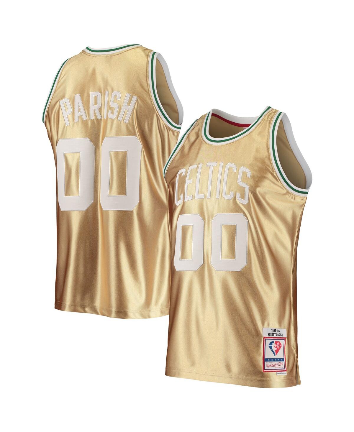 Men's Mitchell & Ness Robert ParishBoston Celtics 75th Anniversary 1985-86 Hardwood Classics Swingman Jersey - Gold
