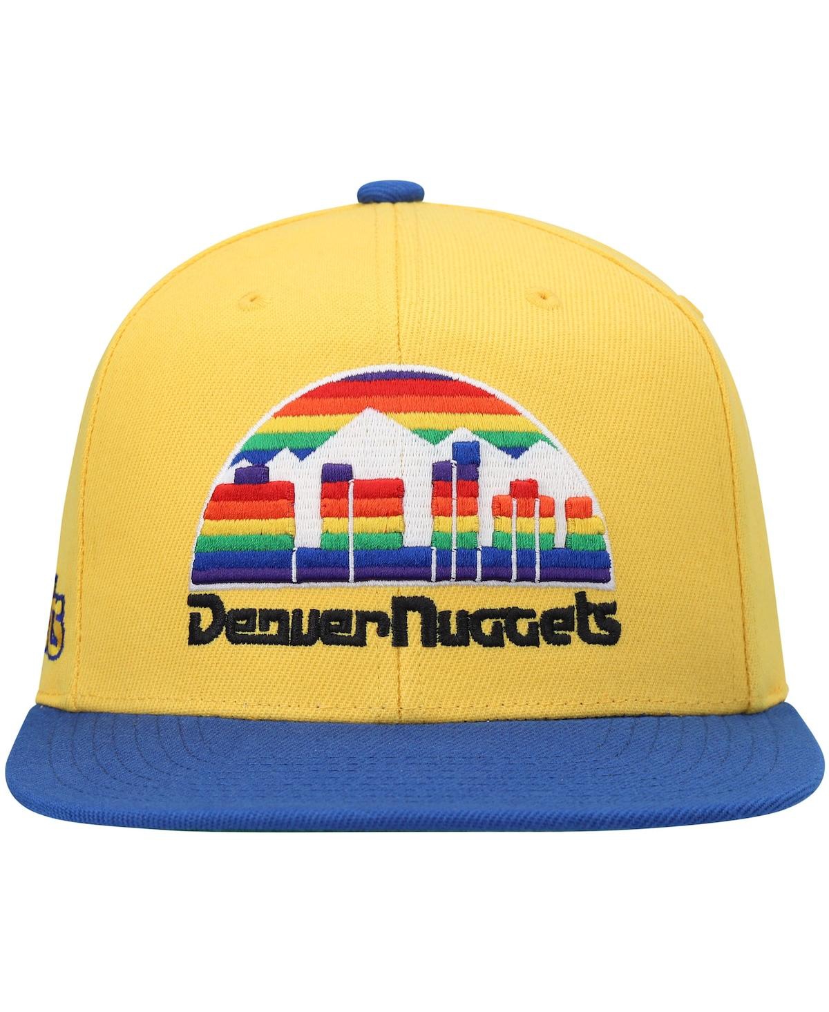 Men's Mitchell & Nessand Royal Denver Nuggets Hardwood Classics Snapback Hat - Gold, Royal