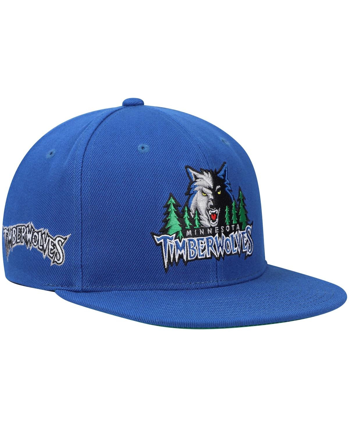 Mitchell & Ness Men's  Blue Minnesota Timberwolves Hardwood Classics Snapback Hat In Blue