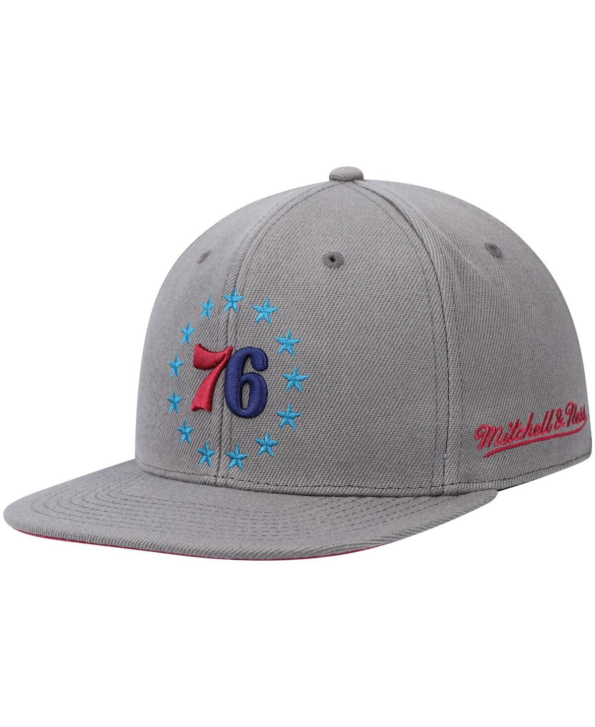 Mitchell & Ness Charcoal Philadelphia 76ers Hardwood Classics 60th Anniversary Carbon Cabernet Fitte In Charcoal