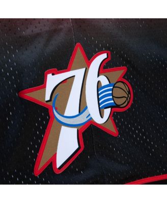 Men's  Black, Red Philadelphia 76Ers 2000/01 Hardwood Classics Fadeaway Reload 3.0 Swingman Shorts