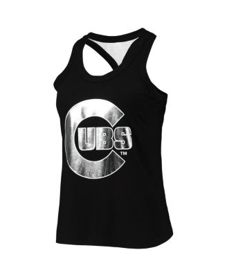 Women's Black Chicago Cubs Tonal Athleisure Racerback Tank Top