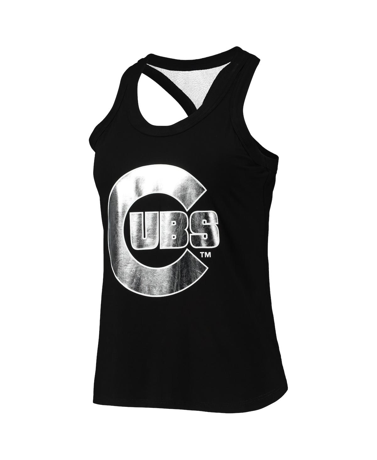 Shop The Wild Collective Women's  Black Chicago Cubs Tonal Athleisure Racerback Tank Top