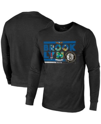 Men's Threads Black Brooklyn Nets City and State Tri-Blend Long Sleeve T-shirt