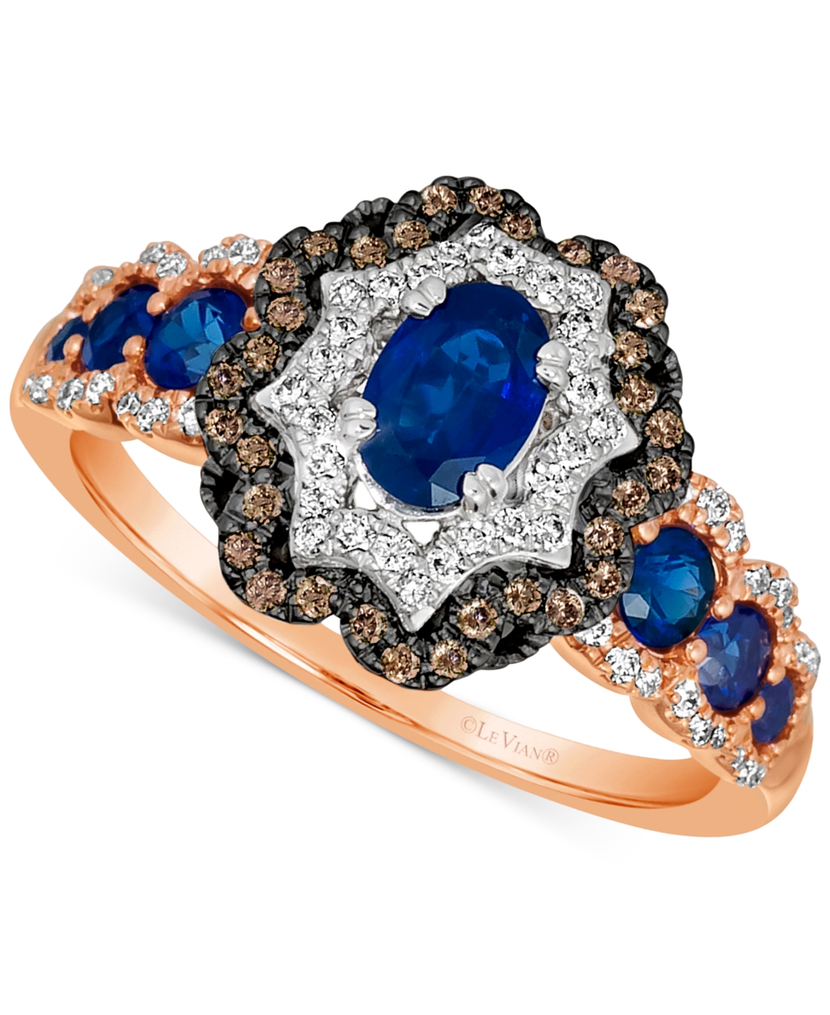 Le Vian Chocolatier Blueberry Sapphire (1 Ct. T.w.) & Diamond (3/8 Ct. T.w.) In 14k Rose & White Gold