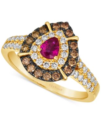Passion Ruby 1 4 ct. t.w. Diamond 3 4 ct. t.w. Halo Ring in 14k Gold