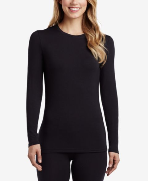 Женский топ Cuddl Duds Softwear with Stretch Long-Sleeve Layering Top, цвет: Чёрный