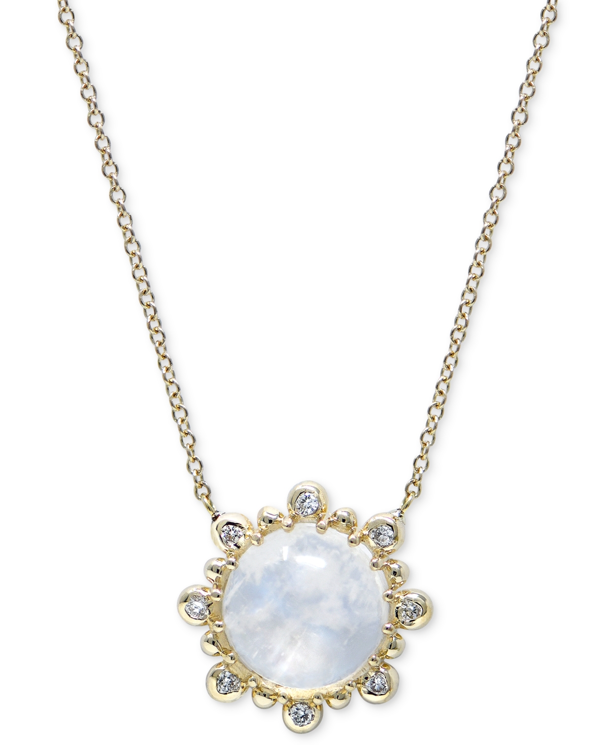 Moonstone & Diamond (1/8 ct. t.w.) Pendant Necklace in 14k Gold, 16" + 1" extender - Gold