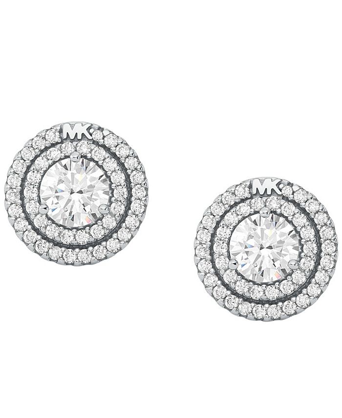 Michael Kors Sterling Silver Pave Halo Stud Earrings - Macy's