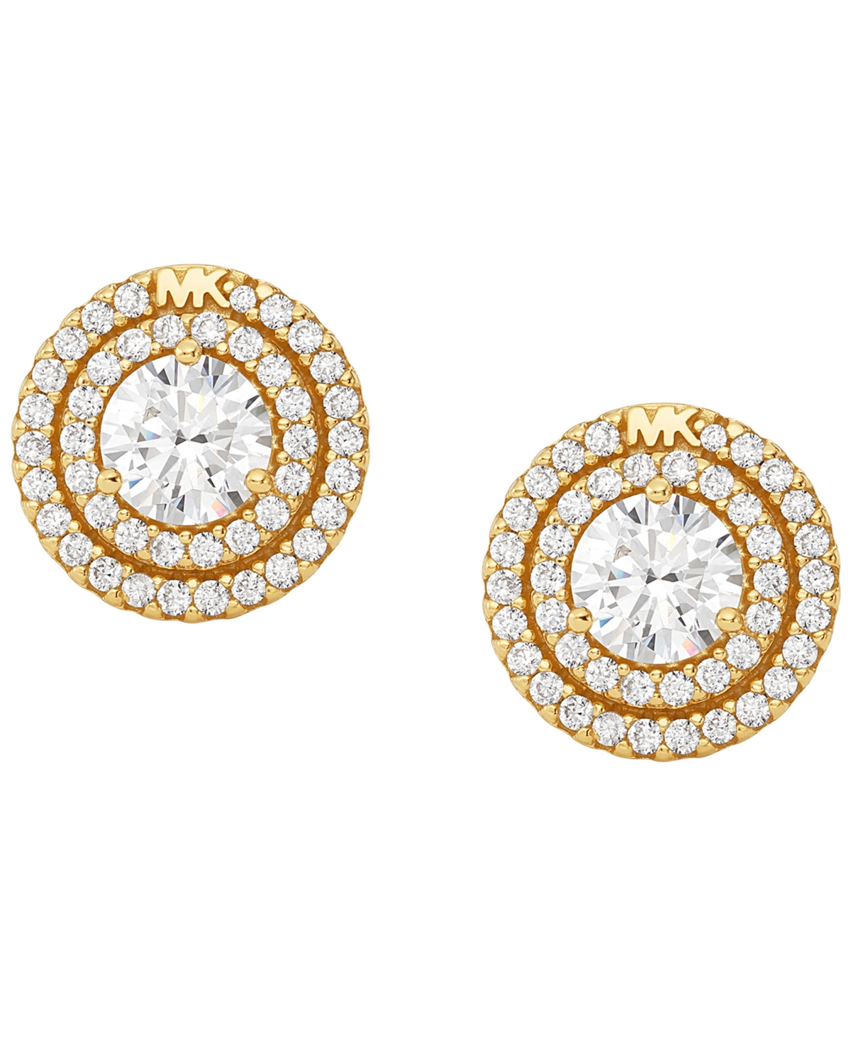 Michael Kors Sterling Silver Pave Halo Stud Earrings In Gold Plating