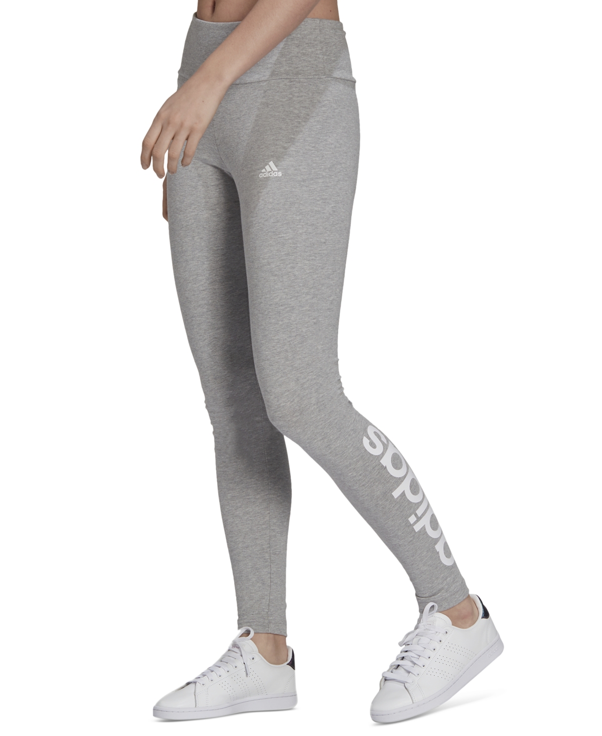 Shop Adidas Originals Women's Linear-logo Full Length Leggings, Xs-4x In Medium Grey Heather,white