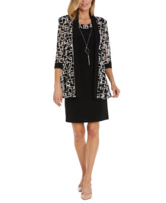 R & M Richards - Women's Necklace Dress & Puff-Print Jacket