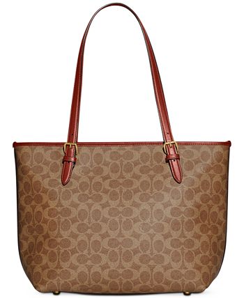 COACH Signature Coated Canvas Taylor Tote with C Dangle Charm & Reviews -  Handbags & Accessories - Macy's